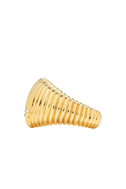 Berlingot Ring, 18k Yellow Gold with Chevaliere Diamond